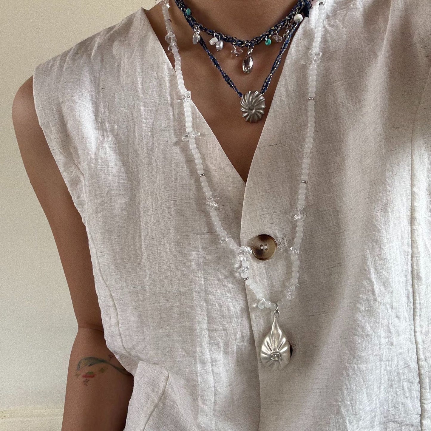 Handmade Shell Conch Braided Cord Necklace