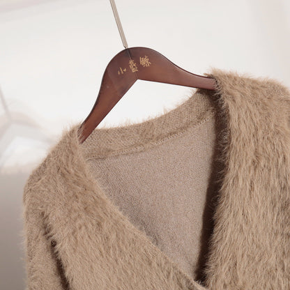 V-Neck Loose Mohair Sweater Cardigan
