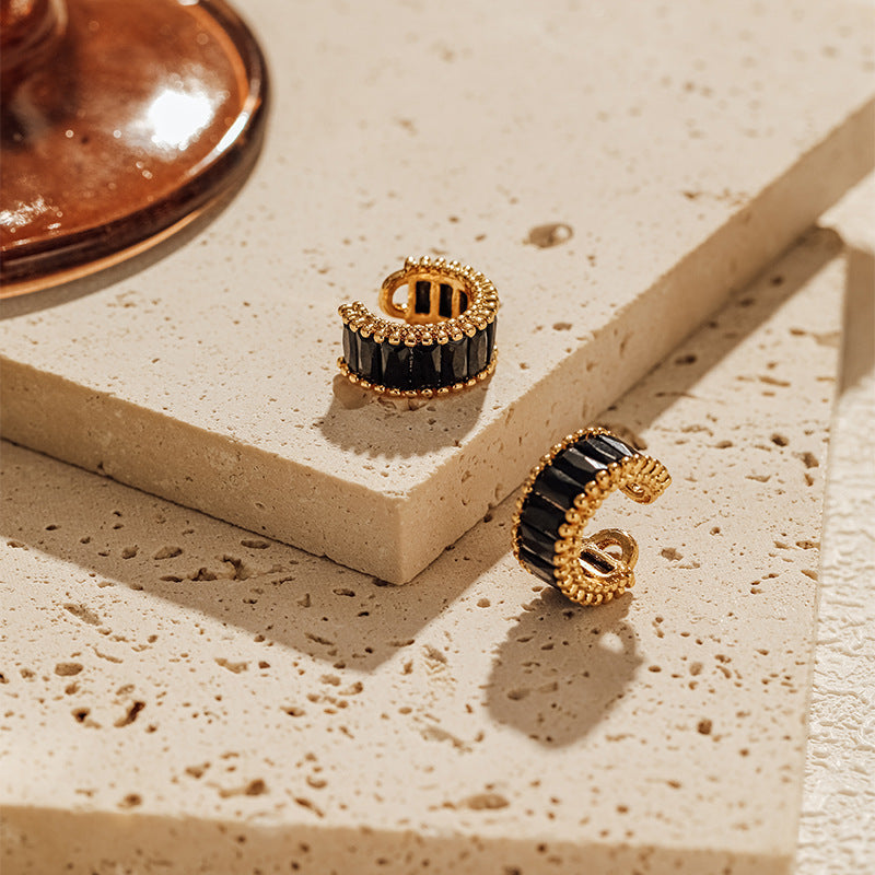 Vintage Elegant Zircon Clip Earrings