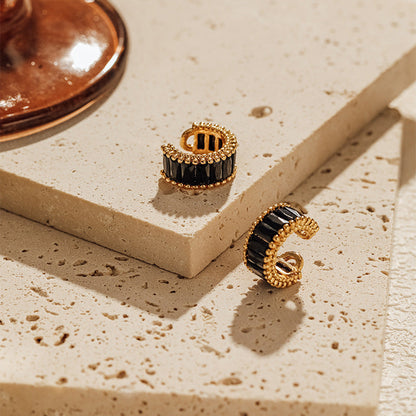 Vintage Elegant Zircon Clip Earrings