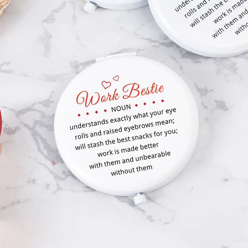 White Letter Mini Portable Makeup Mirror