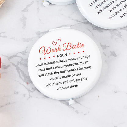 White Letter Mini Portable Makeup Mirror