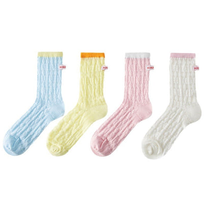 Color Block Hollow Mesh Thin Socks