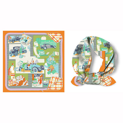 Colorful Tropical Print Square Silk Scarf