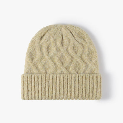 Twist Jacquard Knit Hat Solid Color Beanie
