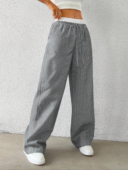 Trendy Striped  Loose Wide-Leg Pants