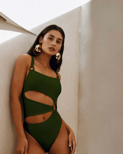 Sexy Hollow Out Solid Color One Piece Swimwear