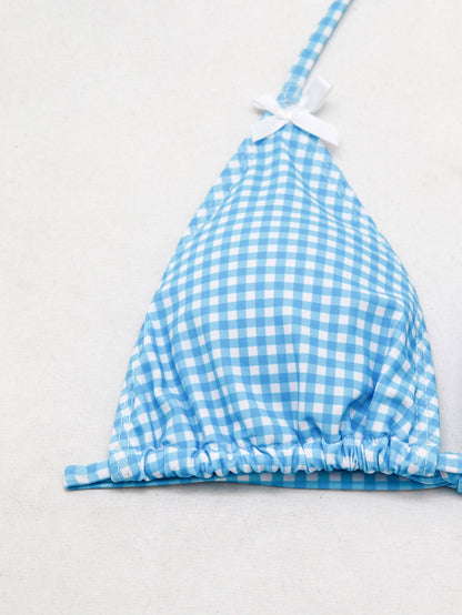 Cute Floral Gingham Bikini Swimwear