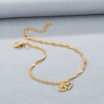 Rhinestone Heart Sparkling Anklet
