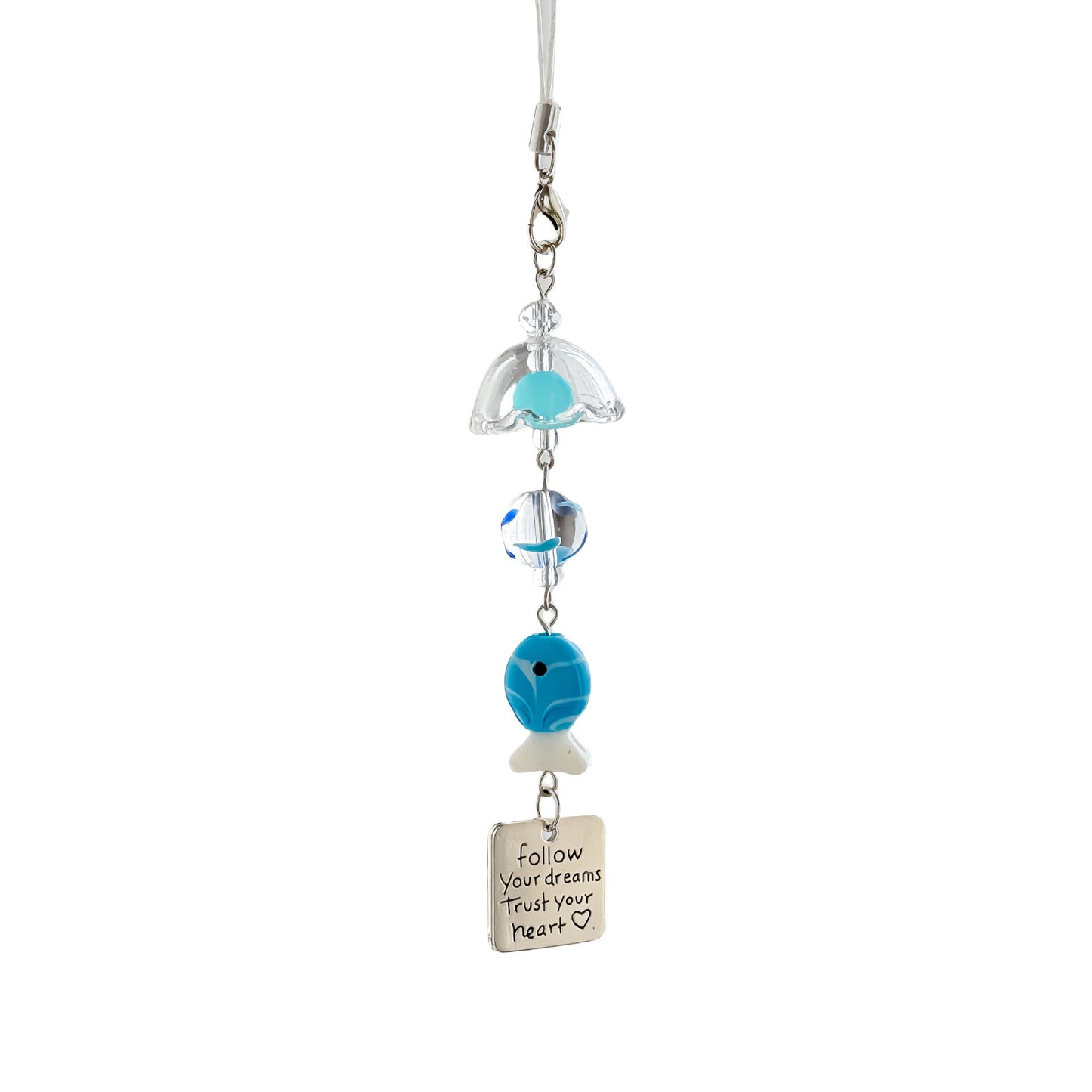 Cute Blue Fish Beaded Keychain Bag Charm