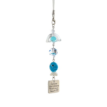 Cute Blue Fish Beaded Keychain Bag Charm