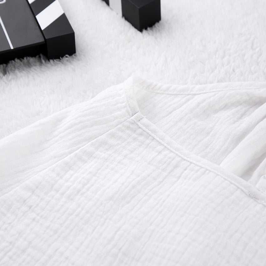 White Loose Casual Sleepwear Sets