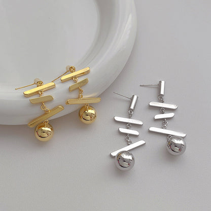 Long Metal Ball Tassel Drop Earrings