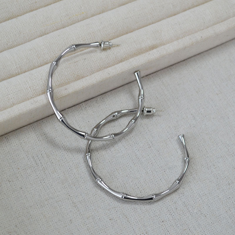 Simple Bamboo Exaggerated Large Hoop Earrings
