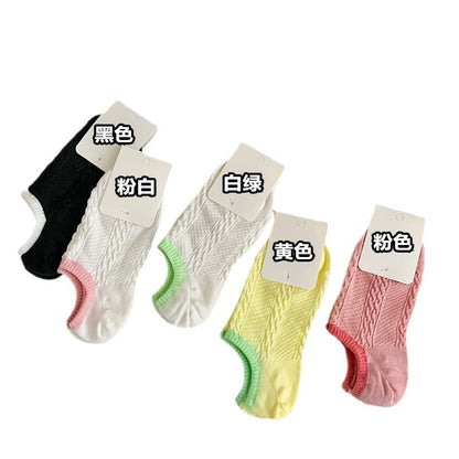 Color Block Sweet Simple Low Ankle Socks