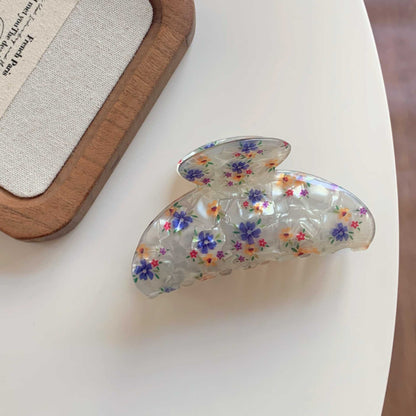 Retro Floral Printed Acrylic Hair Claw