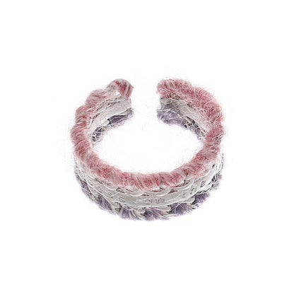 Colorful Yarn Wrapped Open Wide Ring