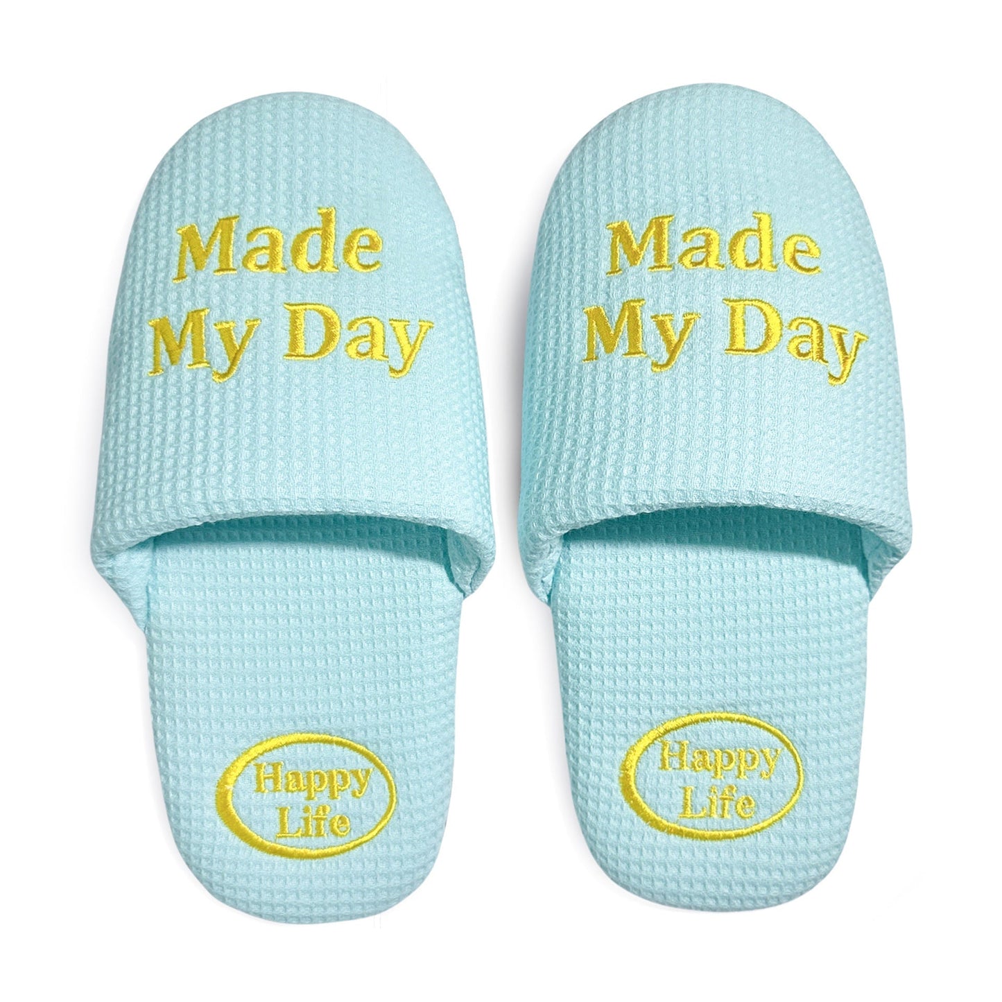 Soft Letter Embroidered Waffle Indoor Slippers