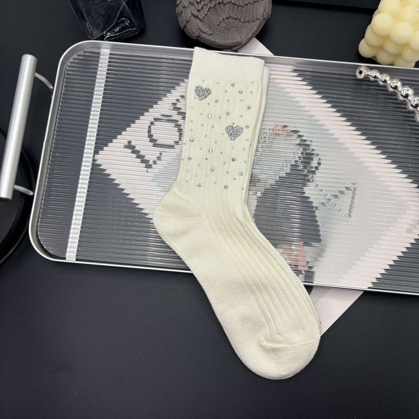 Love Rhinestone Sweet Cotton Socks