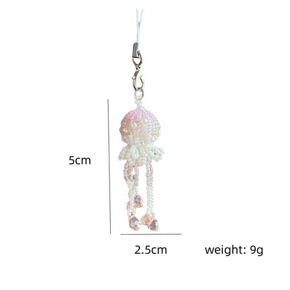 Handmade Jellyfish Beaded Tassel Keychain Bag Charm