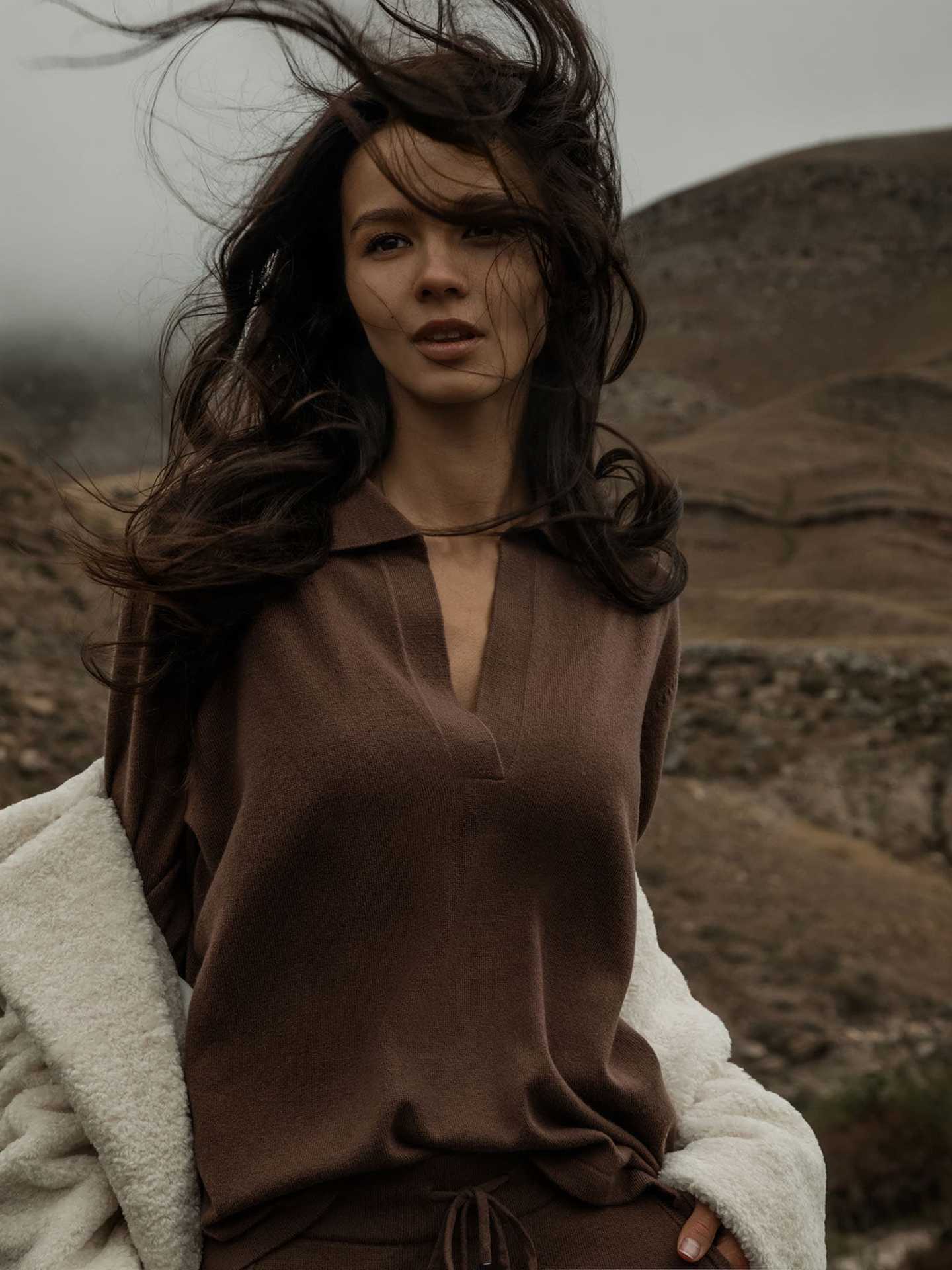 Lapel V-Neck Casual Sweater