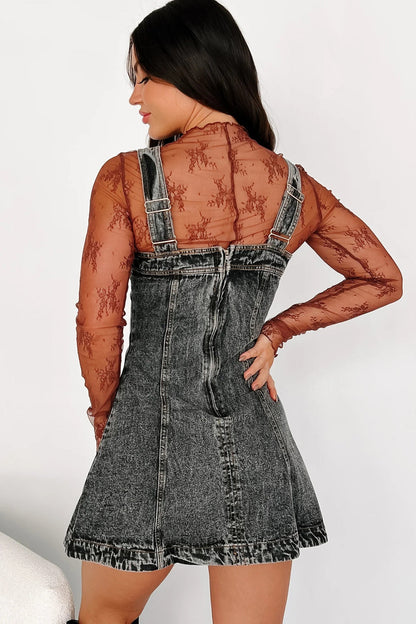 Washed Denim Spaghetti Mini Dress