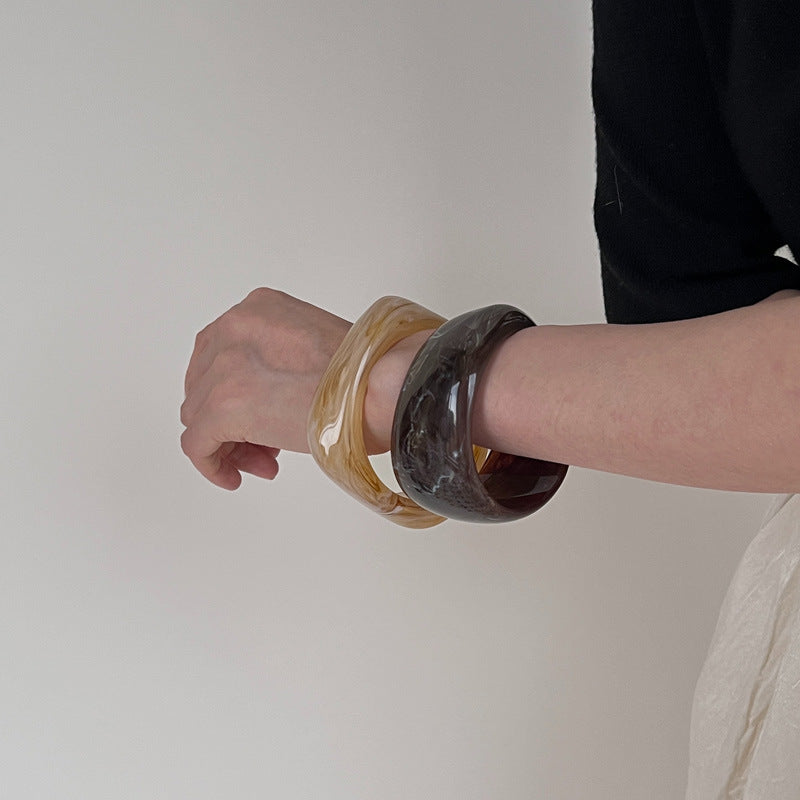 Trendy Chunky Square Wide Resin Bracelet