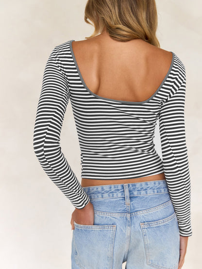 Striped Simple Backless Slim Top