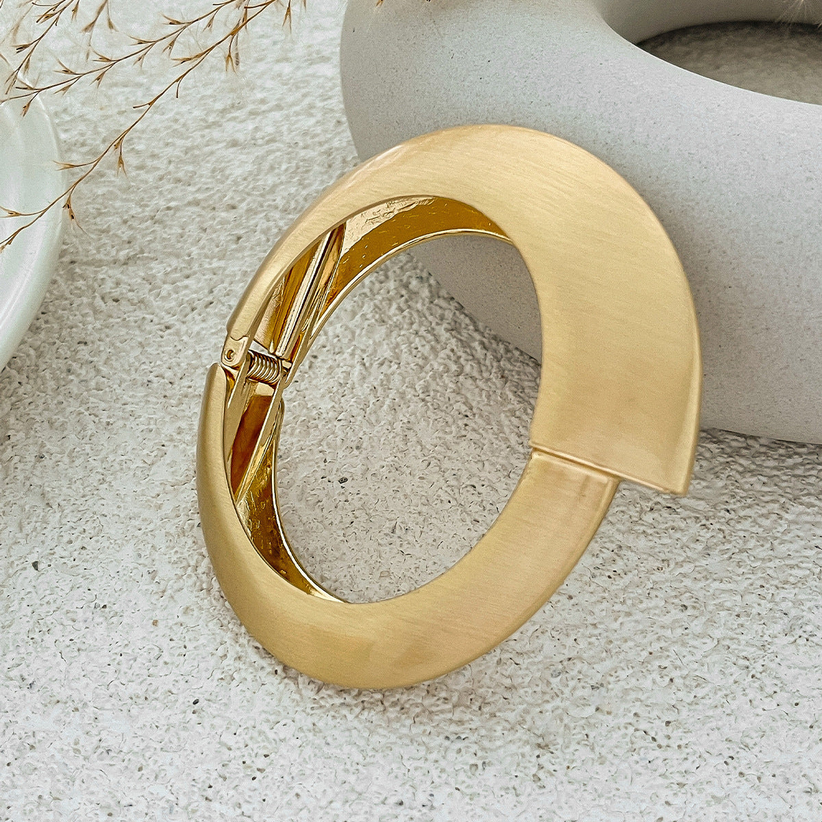 Minimalist Matte Wide Irregular Bangle Bracelet