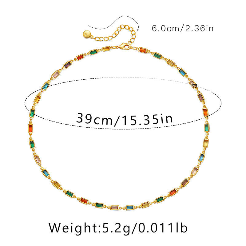 Colourful Square Zirconia Vintage Necklace