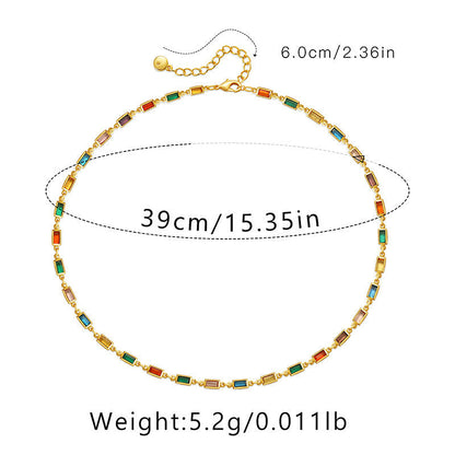 Colourful Square Zirconia Vintage Necklace