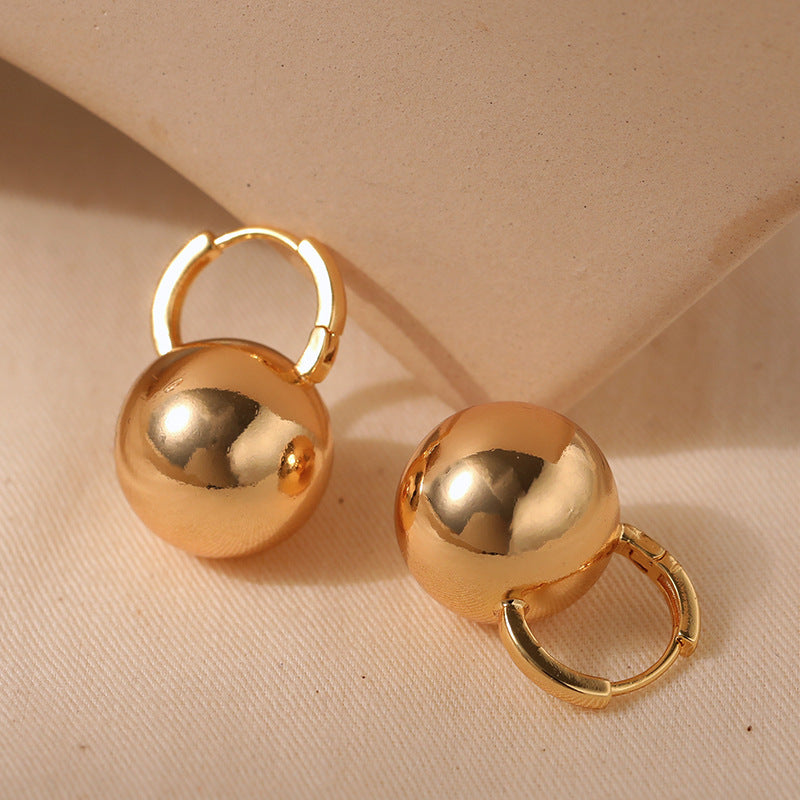 Simple Gold Ball Elegant Earrings