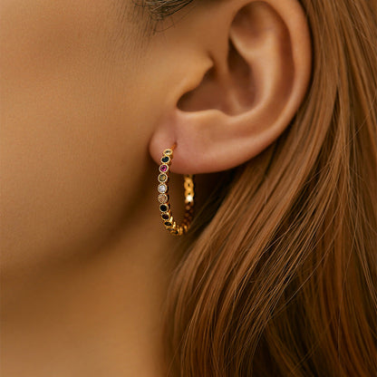 Simple Design Brass Plated Gold Hoop Earrings