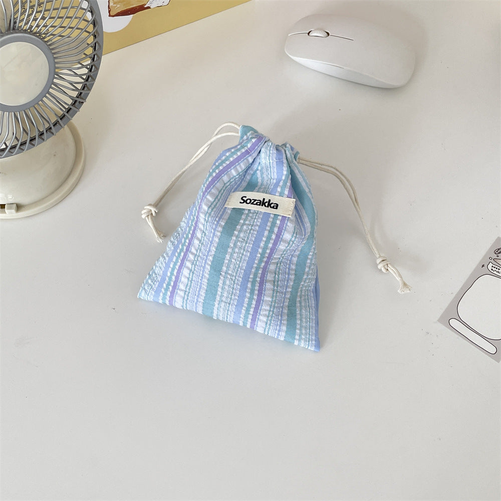 Striped Drawstring Coin Purses Wallets