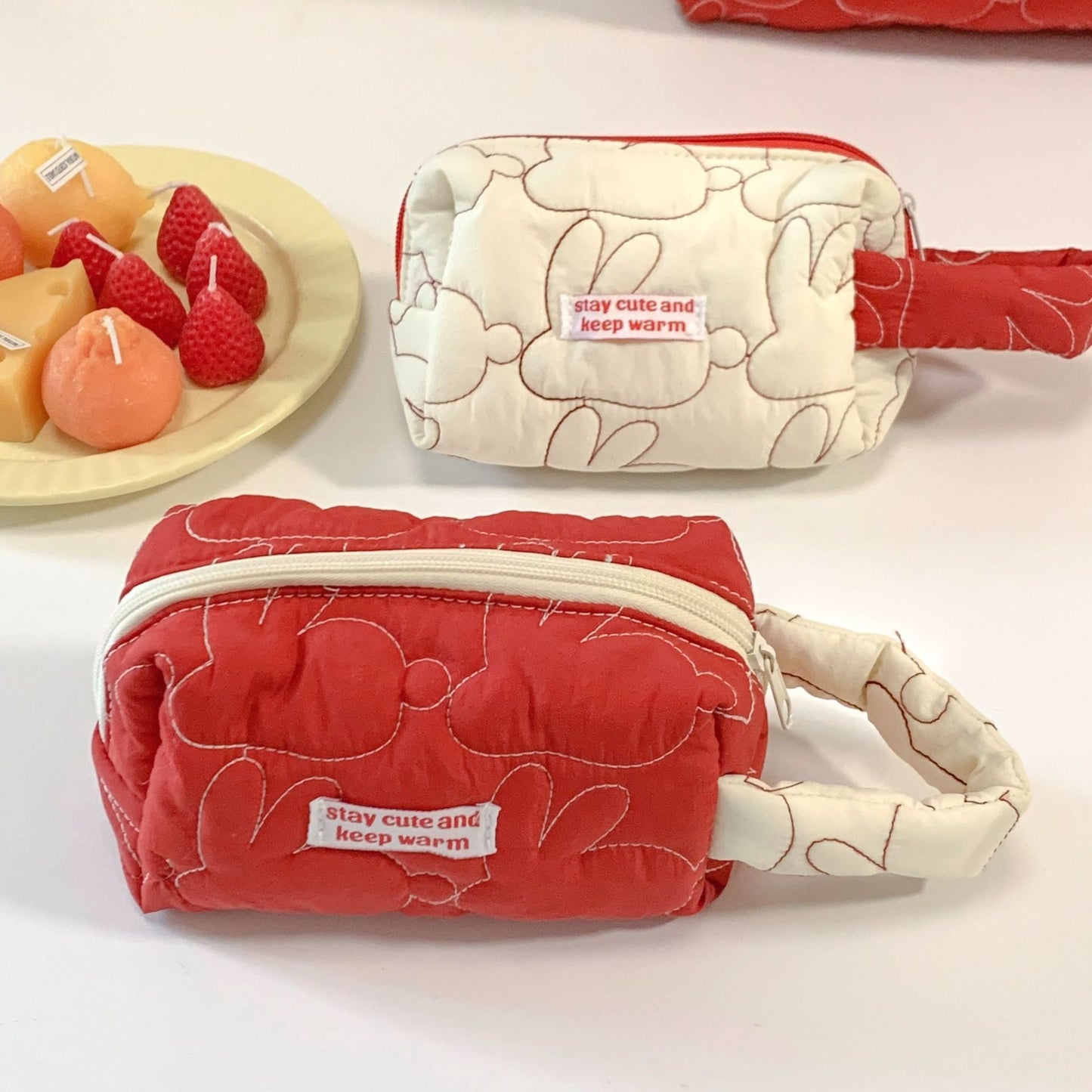 Cute Embroidered Rabbit Soft Make Up Bag