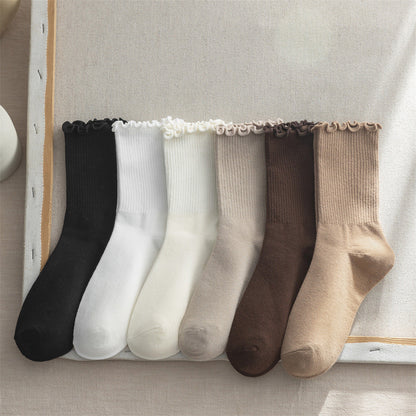 Flounce Solid Color Simple Sweet Socks