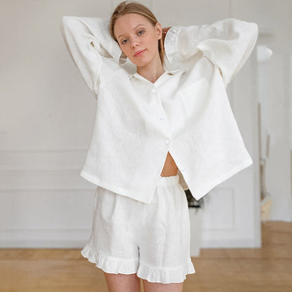 Flounce Loose Solid Color Homewear Sets