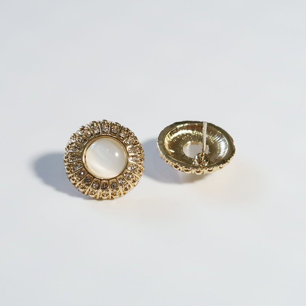 Round Cat’s Eye Stone Clip-On Earrings