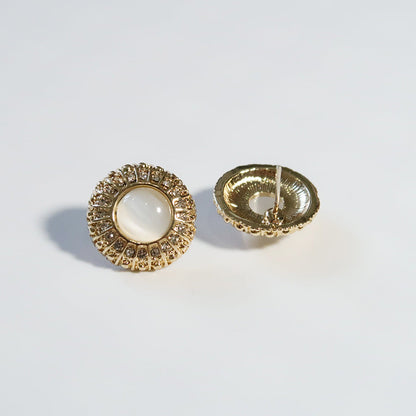 Round Cat’s Eye Stone Clip-On Earrings