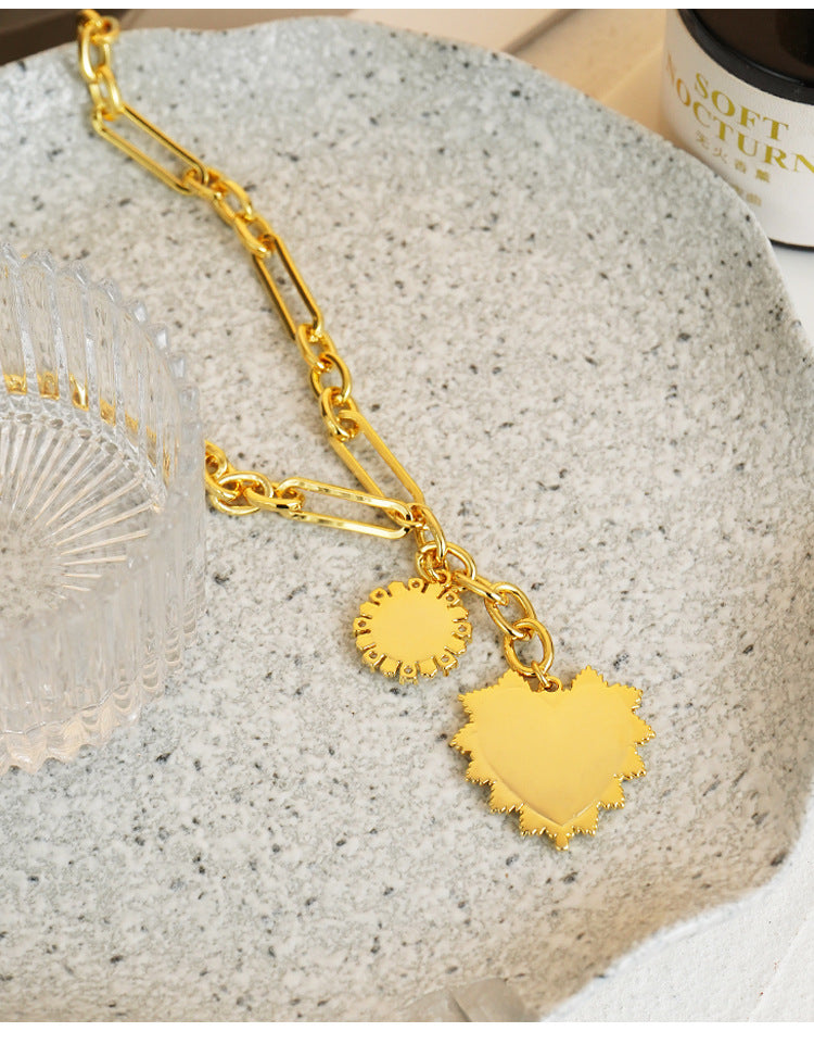 Gold Plated Sun Heart Pendant Necklace