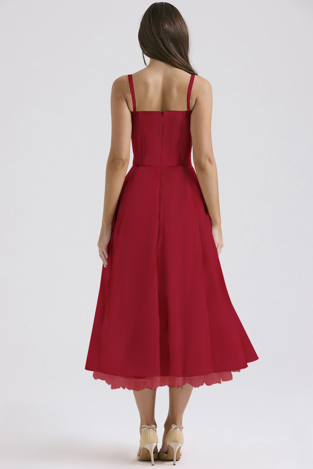 Slim Flower Print Lace Spaghetti Dress