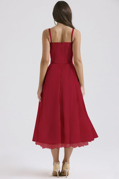 Slim Flower Print Lace Spaghetti Dress