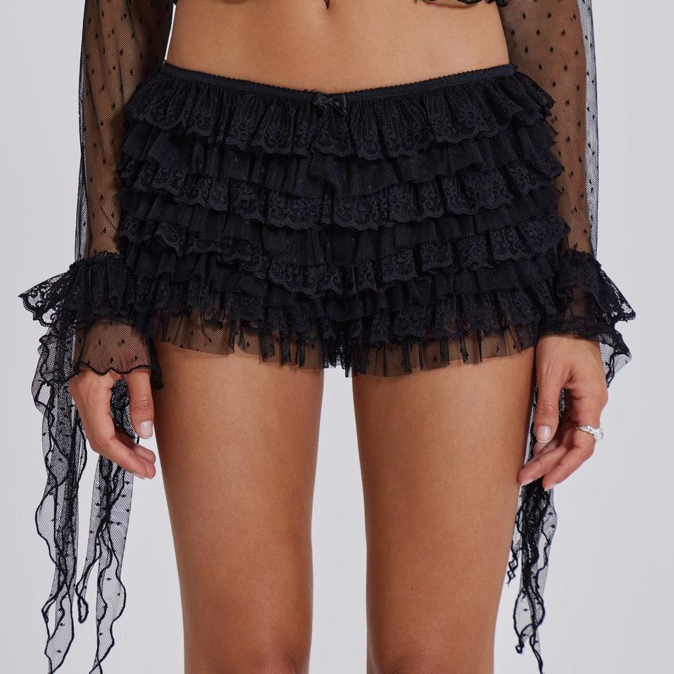 Sexy Lace Low Waist Ruffle Shorts