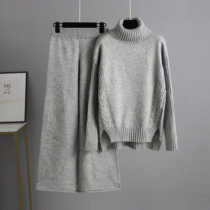 2+ Loose High Collar Knit Sets