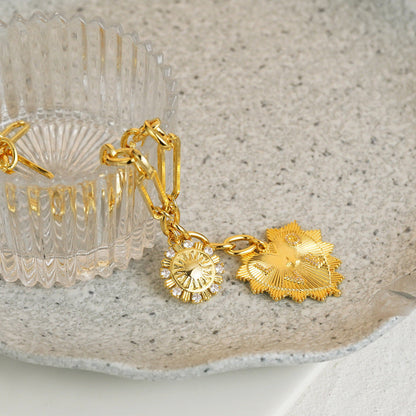 Gold Plated Sun Heart Pendant Necklace