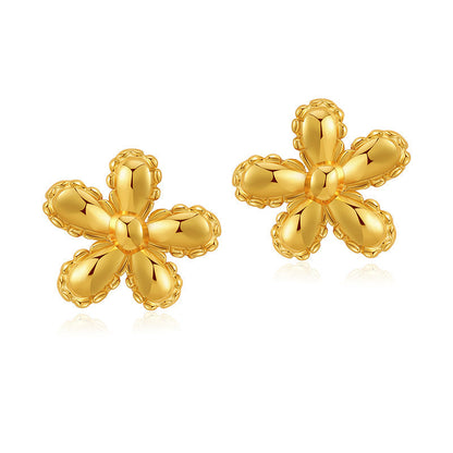 Simple Floral Gold Plated Stud Earrings