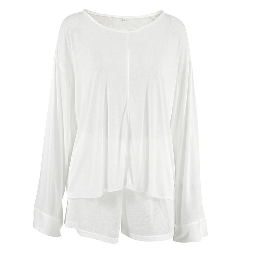 Loose Solid Color Casual Sleepwear Sets