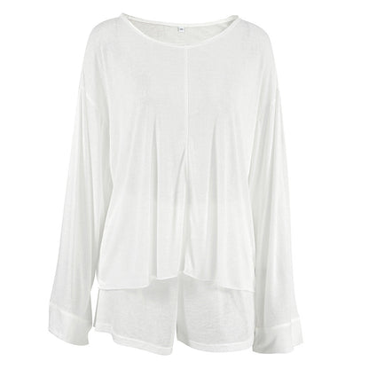 Loose Solid Color Casual Sleepwear Sets