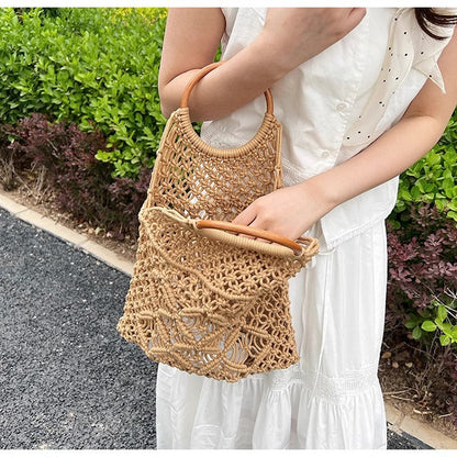 Handmade Woven Hollow Out Beach Handbag