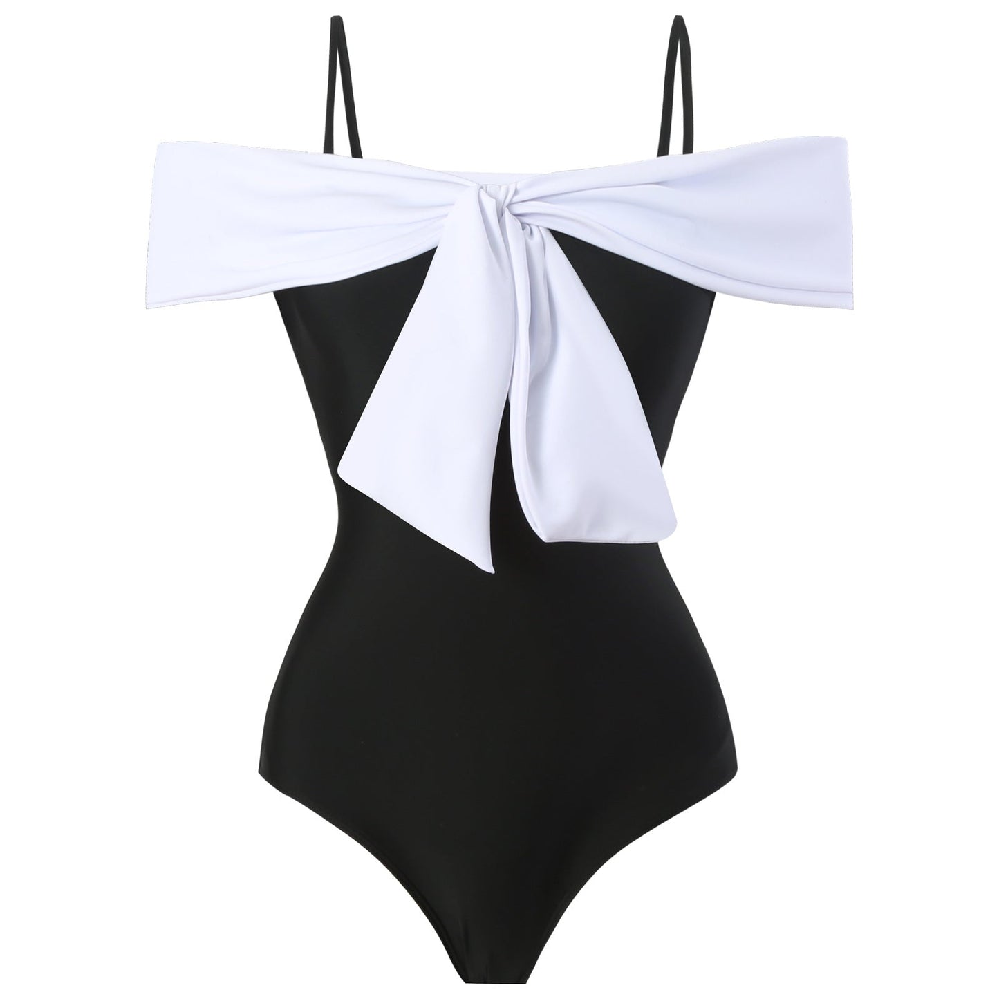 Color Block Bow Swimwear with Mesh Cover